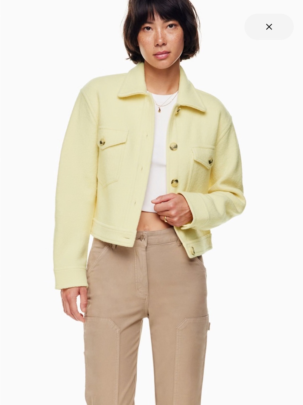 Wilfred Free Pale Yellow Cropped Jacket